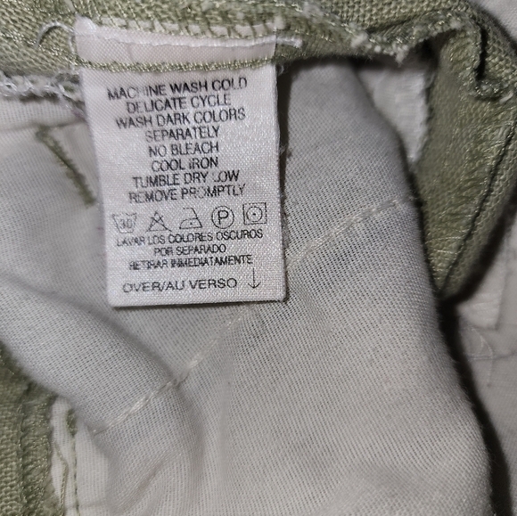 SOLD Women's Vintage 90s Pleated Pants High Waist Linen Blend Green Size 12 - Picture 4 of 5